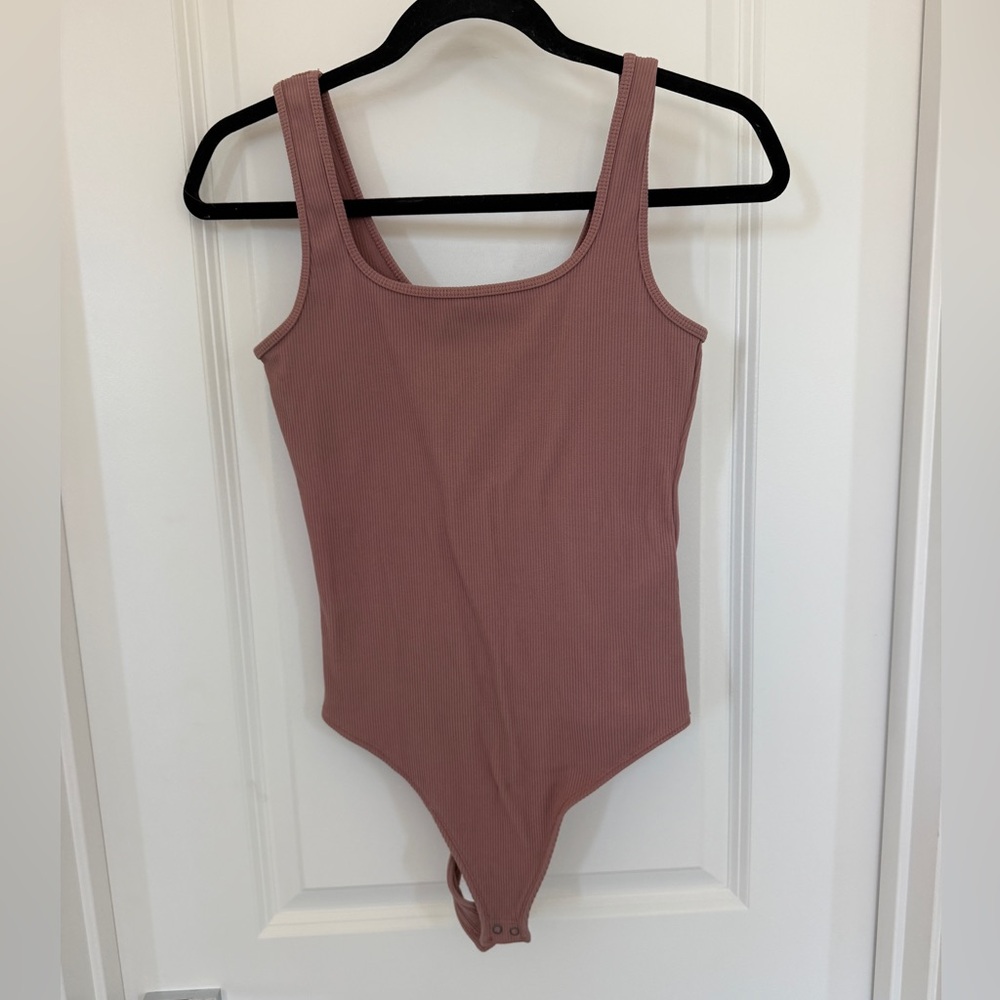 Abercrombie & Fitch Dusty Rose Ribbed One-Piece Bodysuit